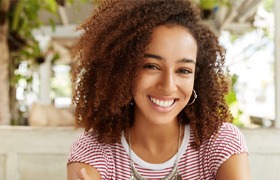 closeup of woman smiling  