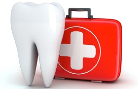 3D animated tooth with first-aid kit