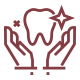 Two hands holding a sparkling tooth icon