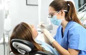 young woman at her dental cleaning