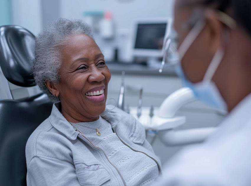 Senior woman having a dental exam