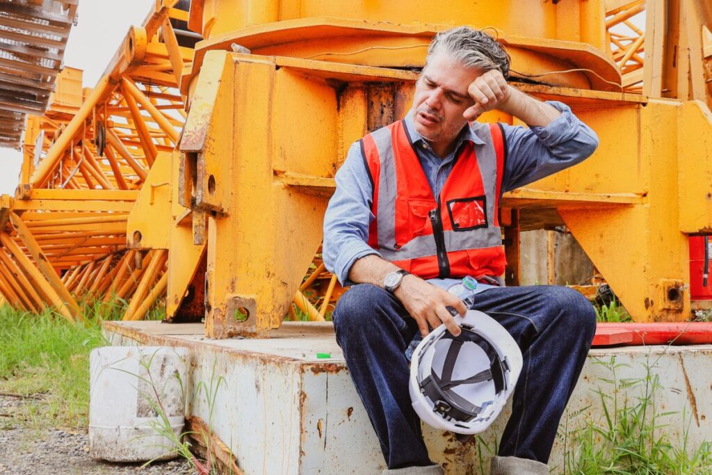 A dehydrated construction worker